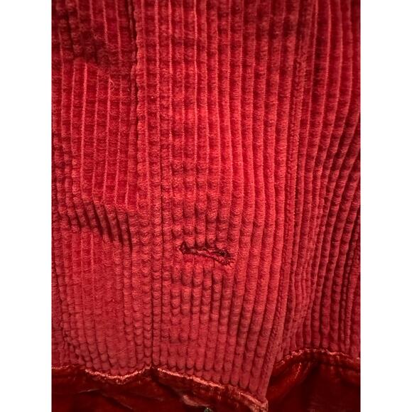 J.Jill Red Courderoy Trucker Coat With Velvet Trim Boho Chic Effortless Classic - Picture 8 of 10